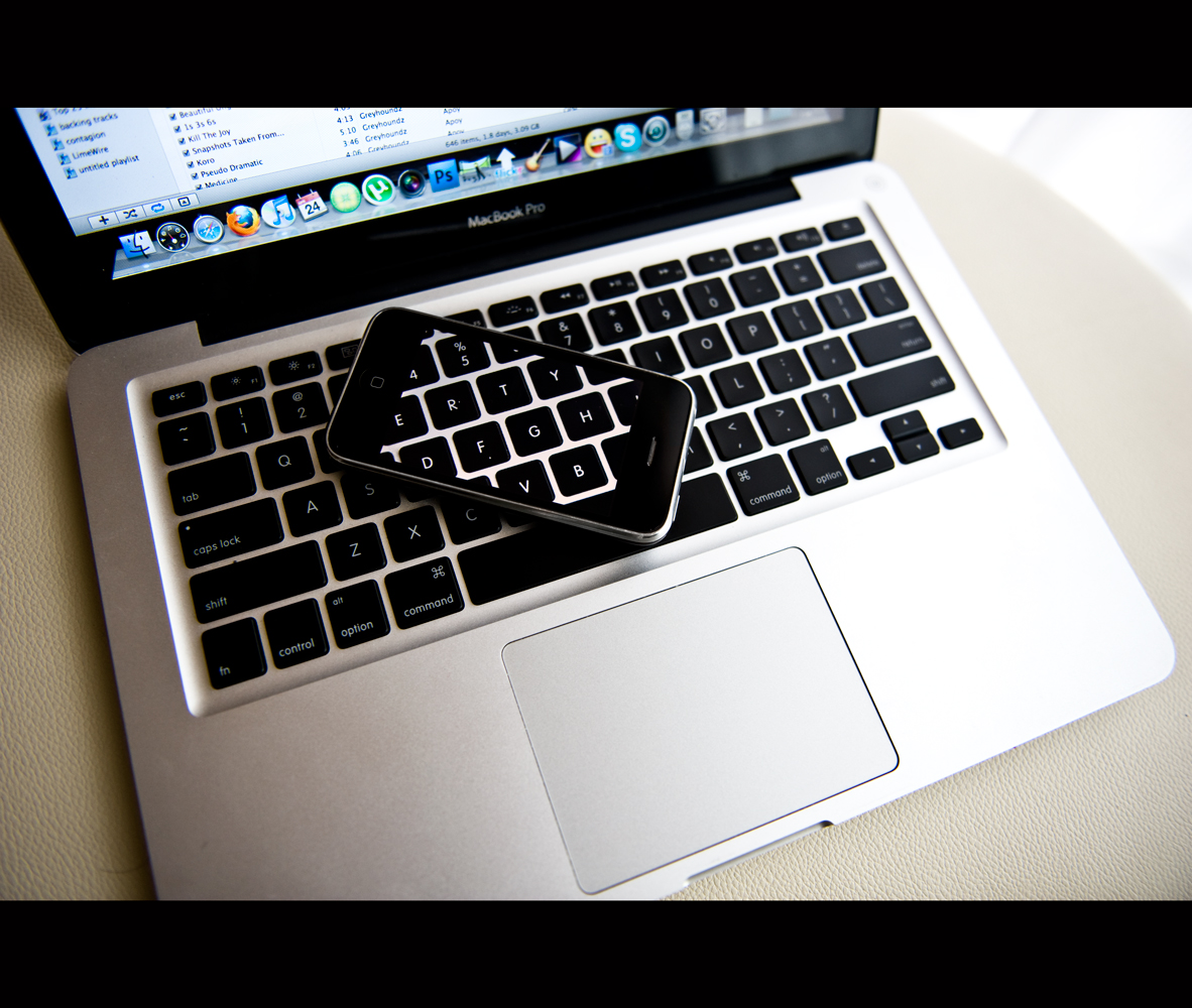 Mobile phone and Mac Laptop