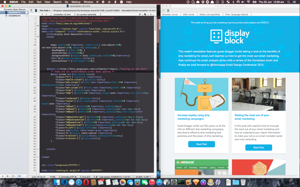 BBEdit Editor and preview window side by side