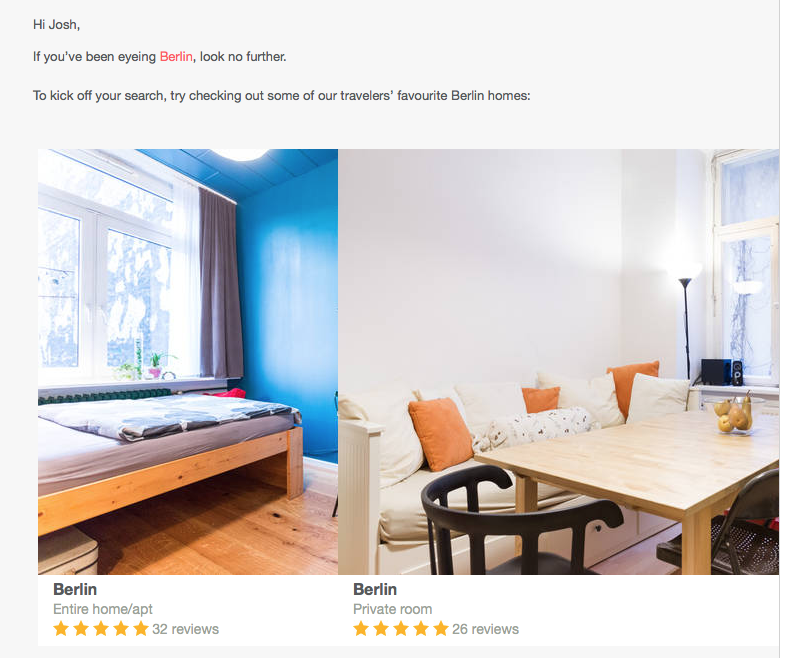 Personalised content based on customer data